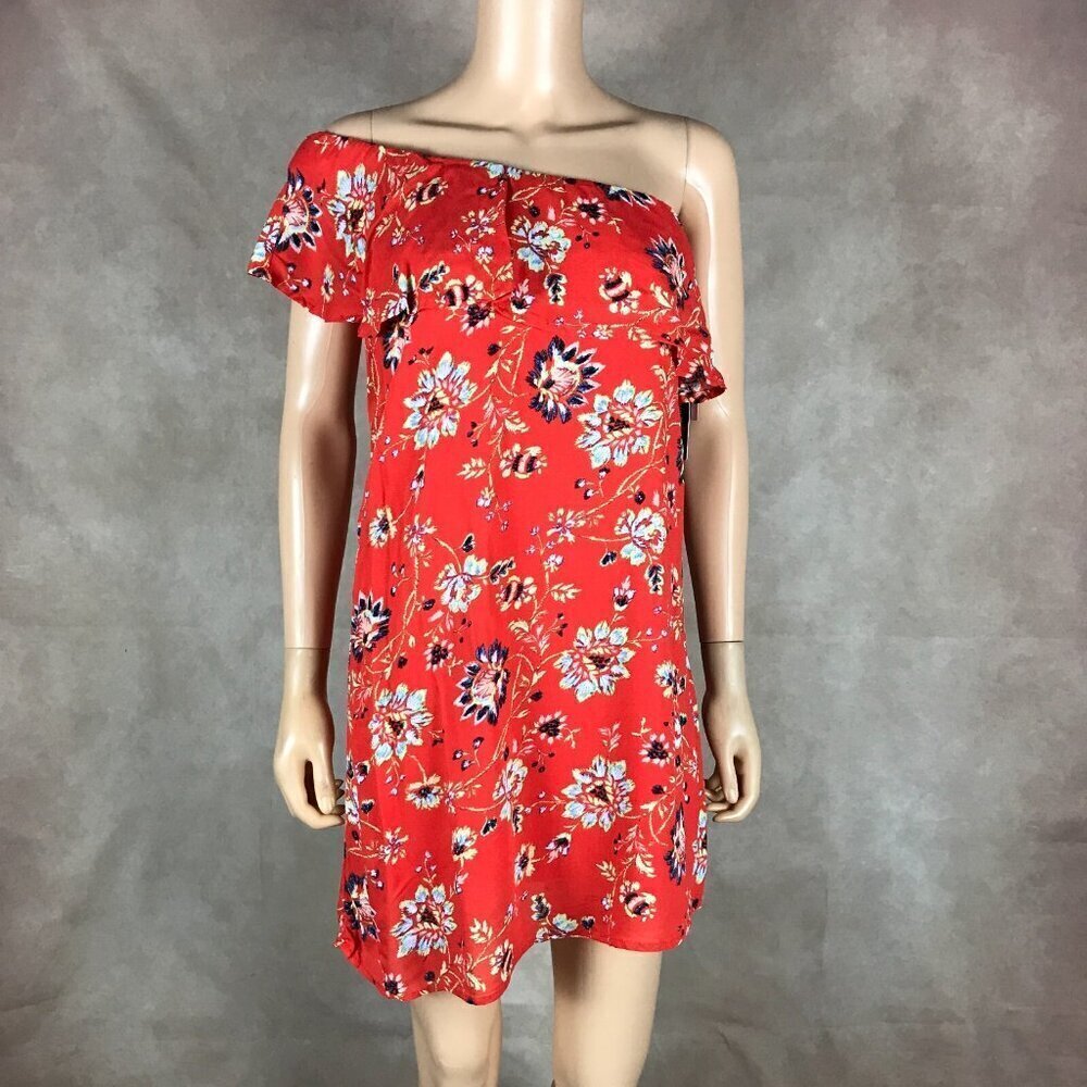 SEQUIN HEARTS Orange Floral One Shoulder Mini Dress NWT SMALL - Picture 7 of 7